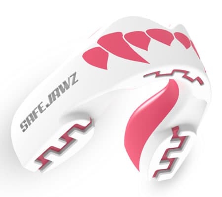 safe jawz rugby mouthguard - Pink Fangz Gum Shield Side View