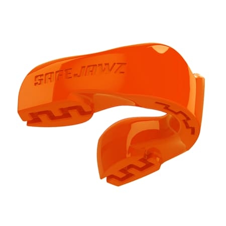 SafeJawz intro neon orange mouthguard